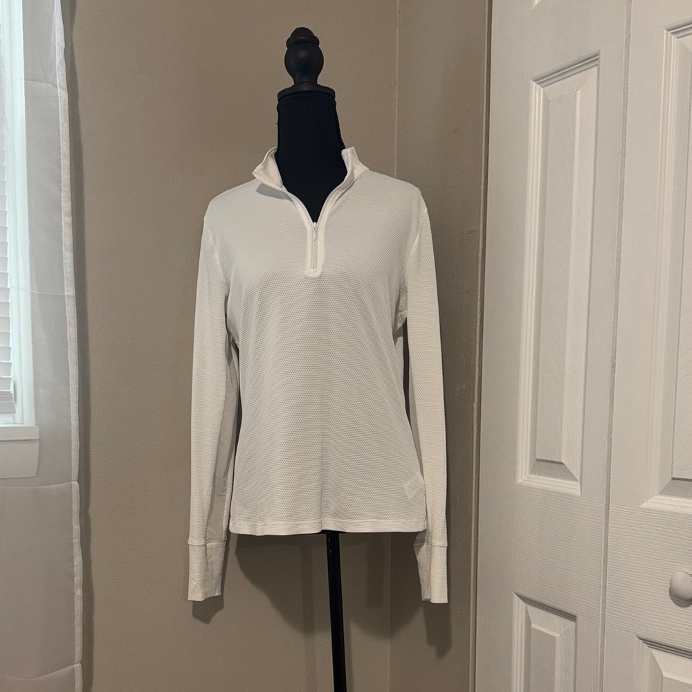 Tommy Bahama Women's White Long Sleeve Quarter-Zip Top